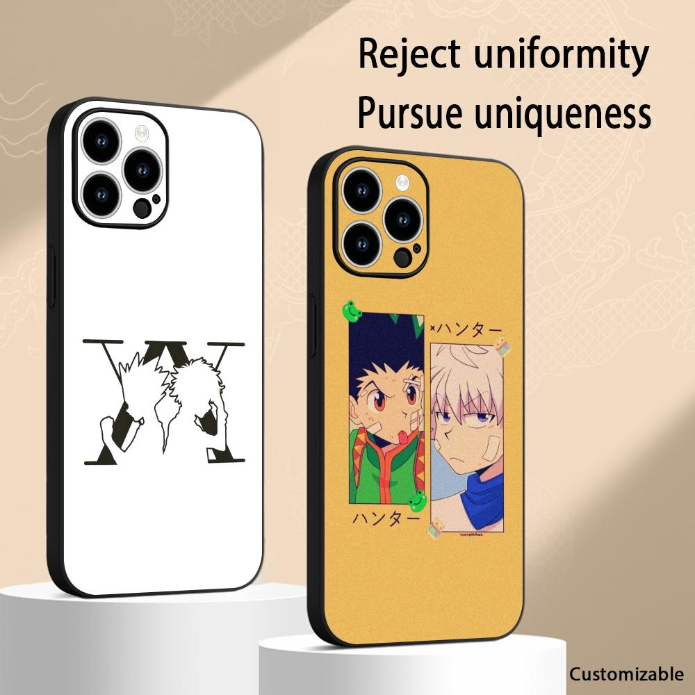 Phone Cases H&M - クールでスタイリッシュな「ハンター×ハンター」デザインのiPhone18、17、16、15、14、13 Plus、Mini、Pro Max用ソフトケース。耐衝撃性に優れたブラックカラー。