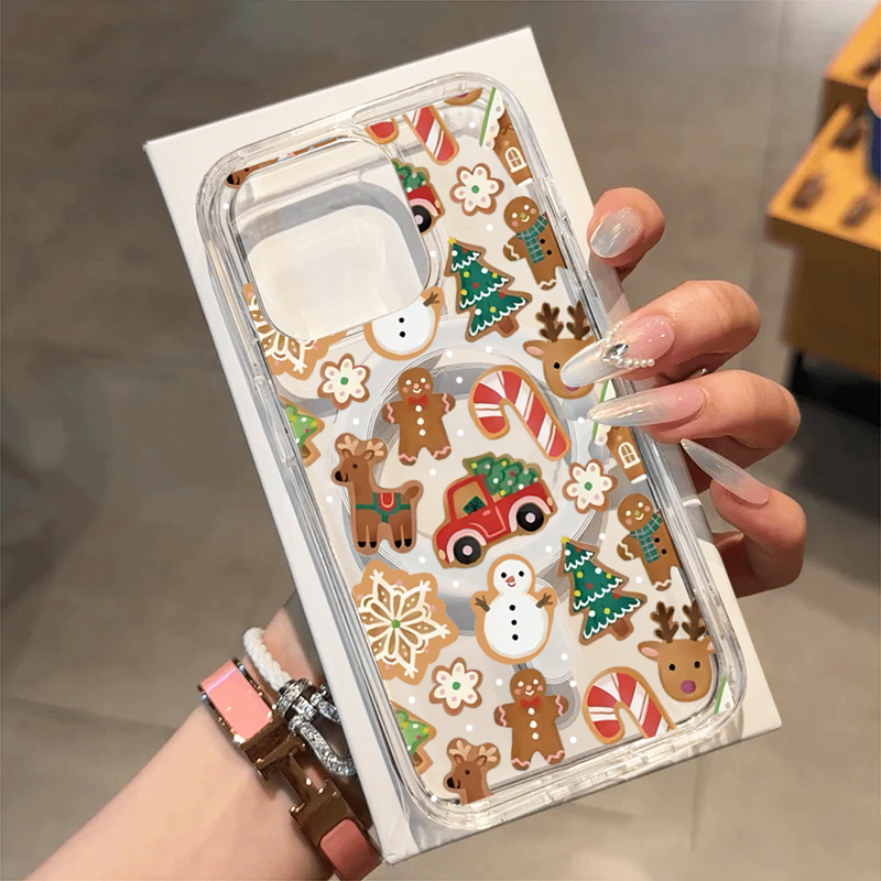 Phone Cases Iphone 13 - マグネット式のかわいい雪だるまスティックトラックツリークリアケース iPhone 17 16 15 14