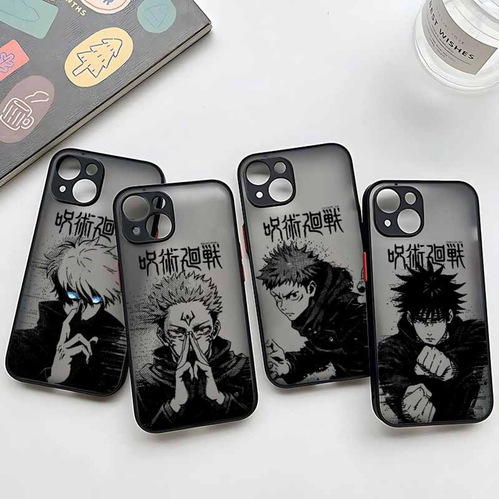 Phone Cases Jujutsu Kaisen - 『呪術廻戦』ファンタジー風アニメデザインのiPhone 18、17、16、15、14、13、12、11、mini、Pro Max、Plus対応、半透明フロスト加工のスマホケース