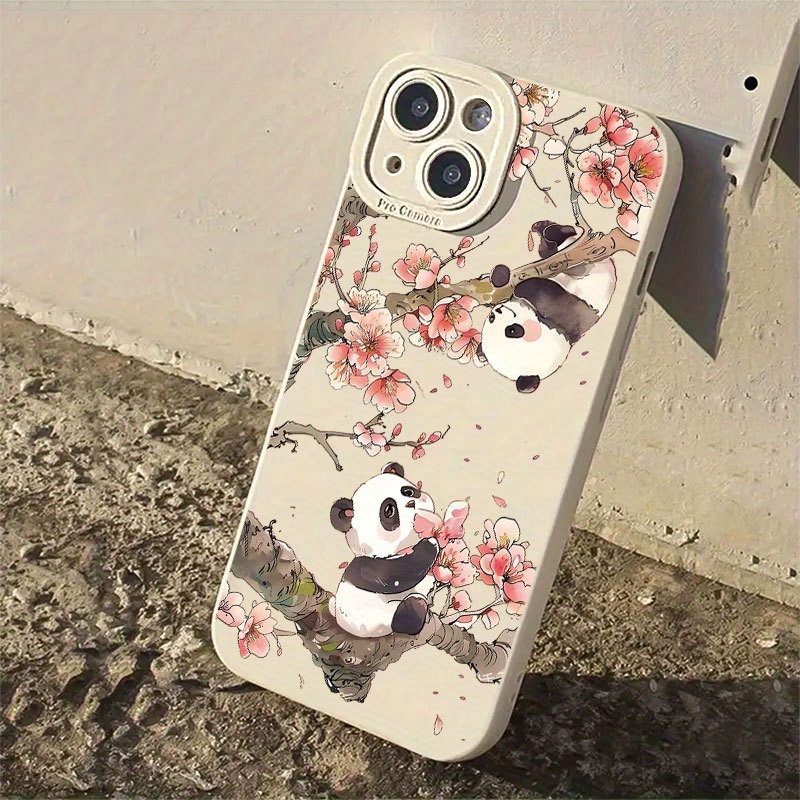 Phone Cases Xr Iphone - かわいいパンダ柄の桜模様のカメラ保護カバー付きiPhoneケース。対応機種：iPhone 18、17、16、15、12、11、14、13 Pro Max、X、XS、XR、15、16、14、7、8 Plus、16E、17E。