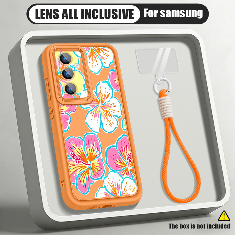 Phone Cases Galaxy A16 5G - 花柄のストラップ付きスマホケース、Samsung Galaxy S26 S24 S23 S22