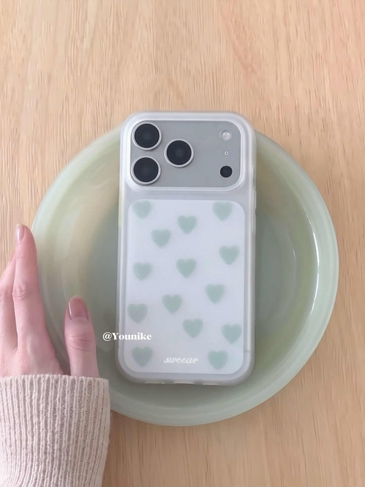 韓国風のシンプルなミストグリーン＆ブルーの「愛」をモチーフに - Phone Cases For Iphone 16 のレビューと価格