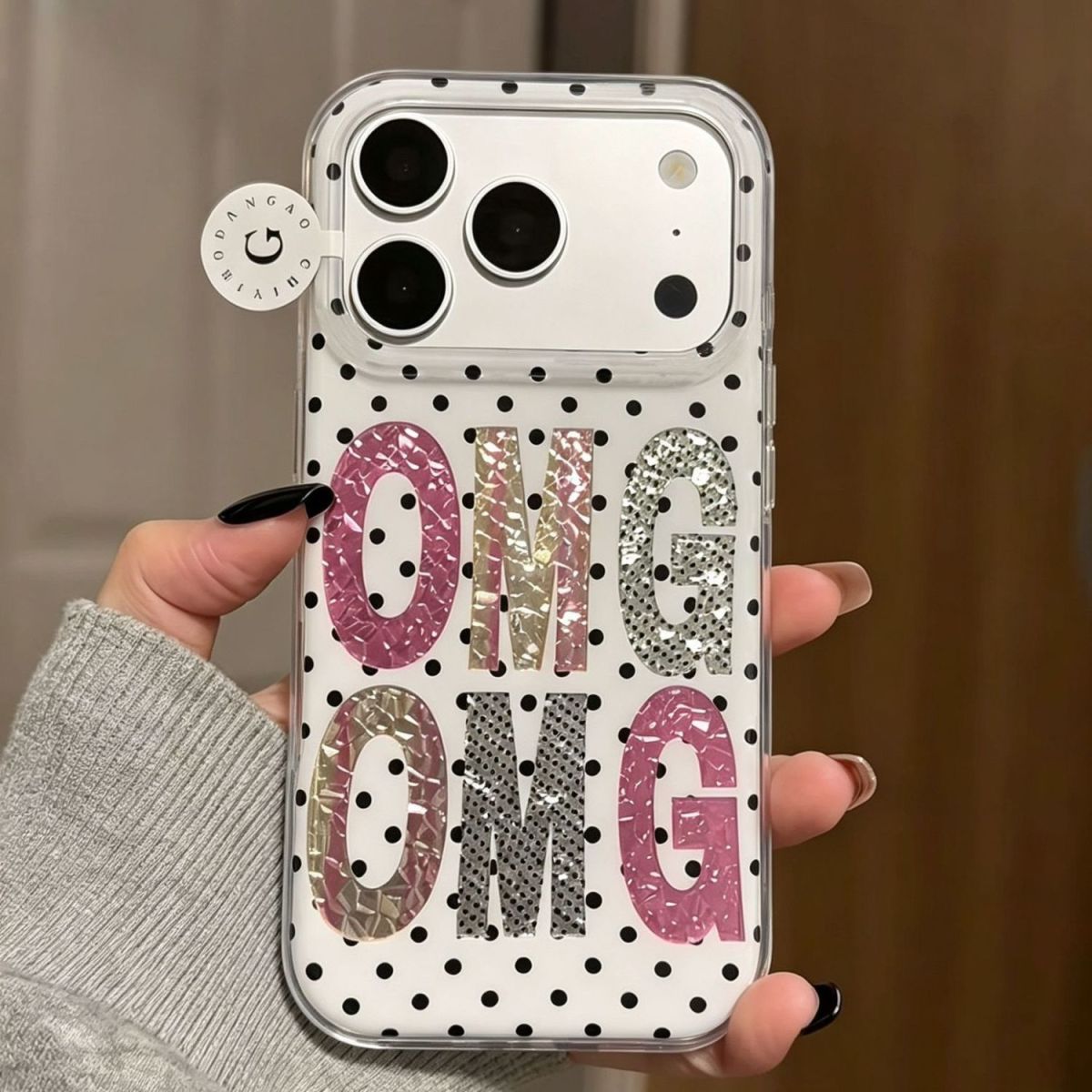 ヴィンテージブラックポルカドットレター入り韓国風iPhone - Phone Cases Iphone 13 のレビューと価格