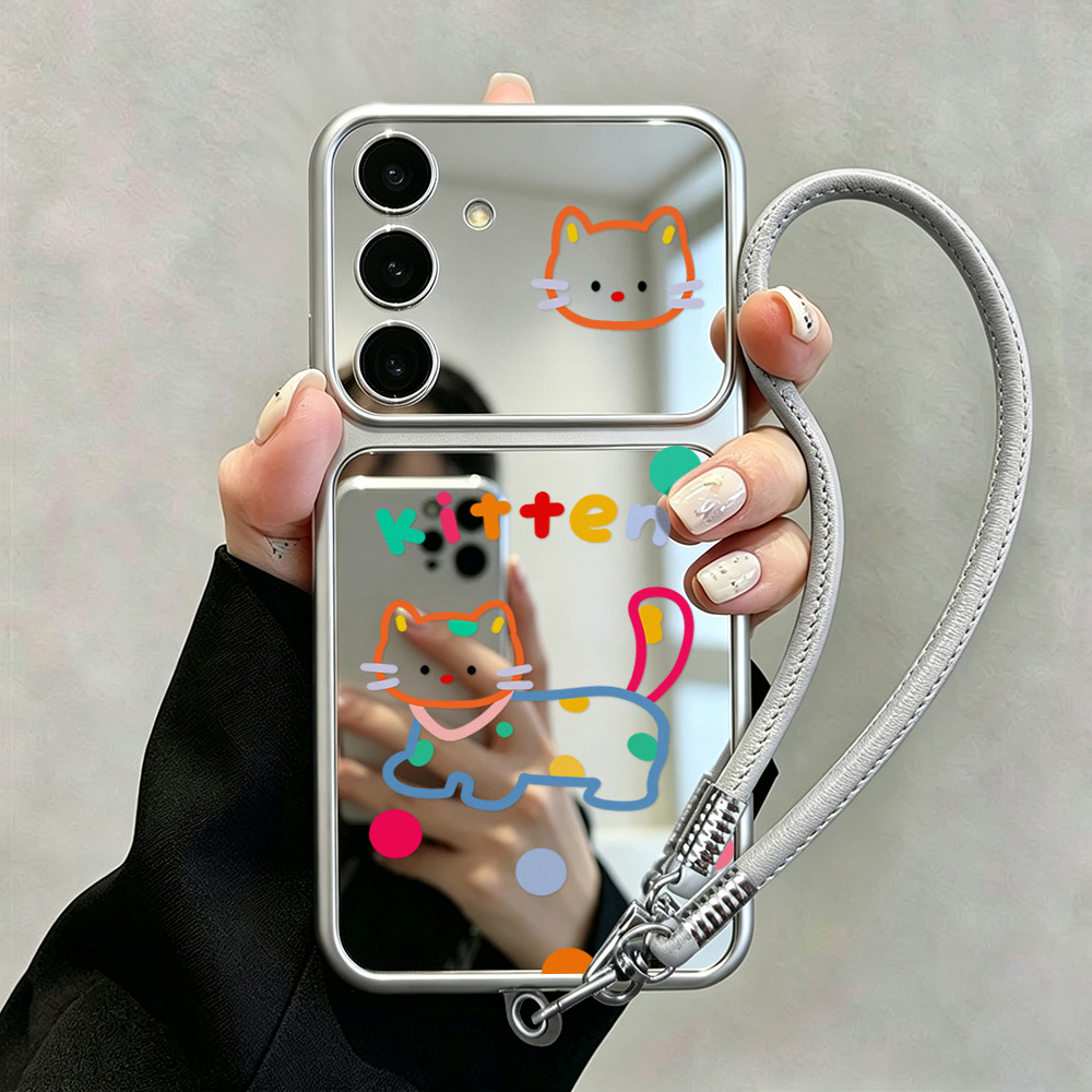 かわいい猫のデザインのスマートフォン用ミラーケース。Sams - Phone Cases Galaxy A16 5G のレビューと価格