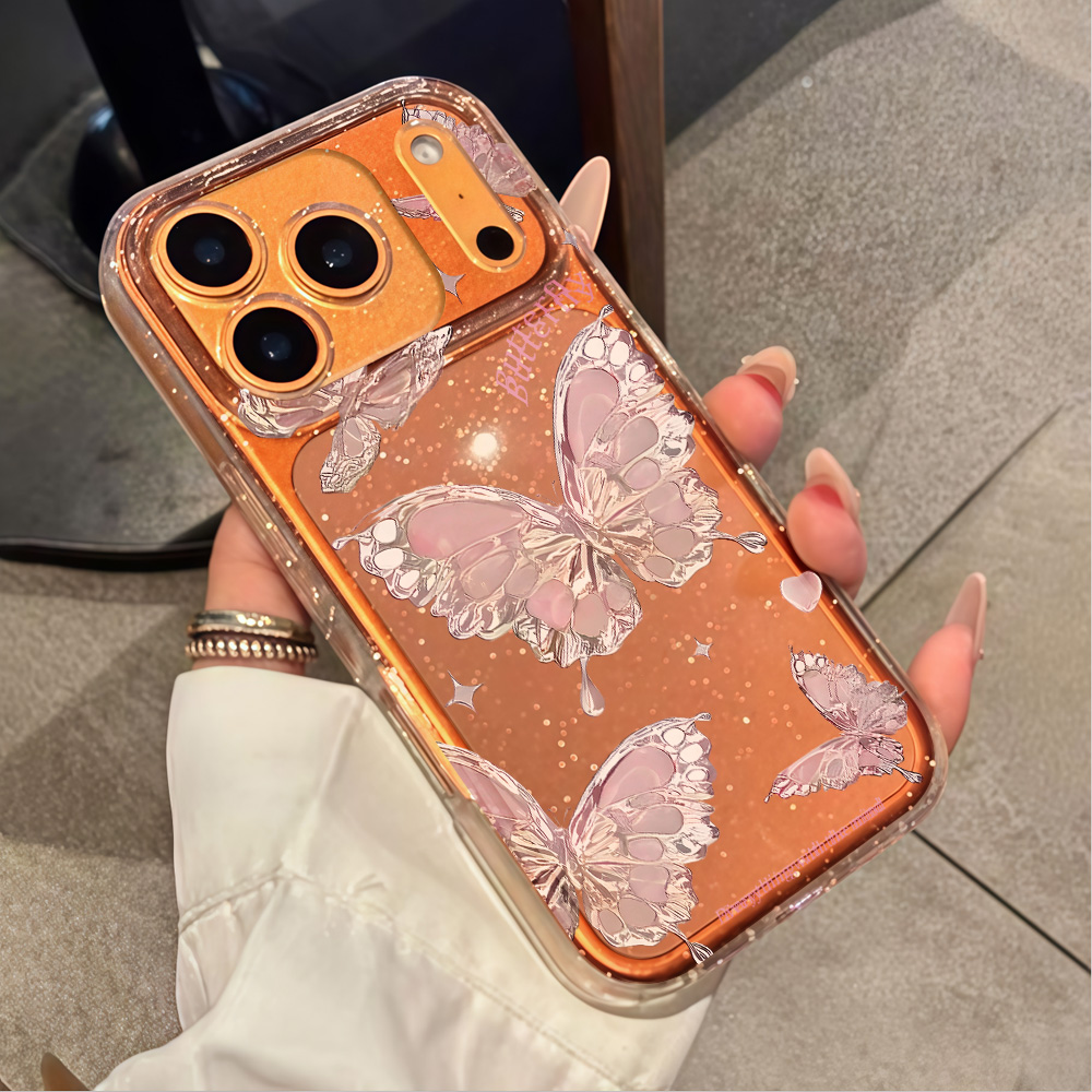 ピンクバタフライクリアグリッターフォンケース iPhone  - Phone Cases Xr Iphone のレビューと価格