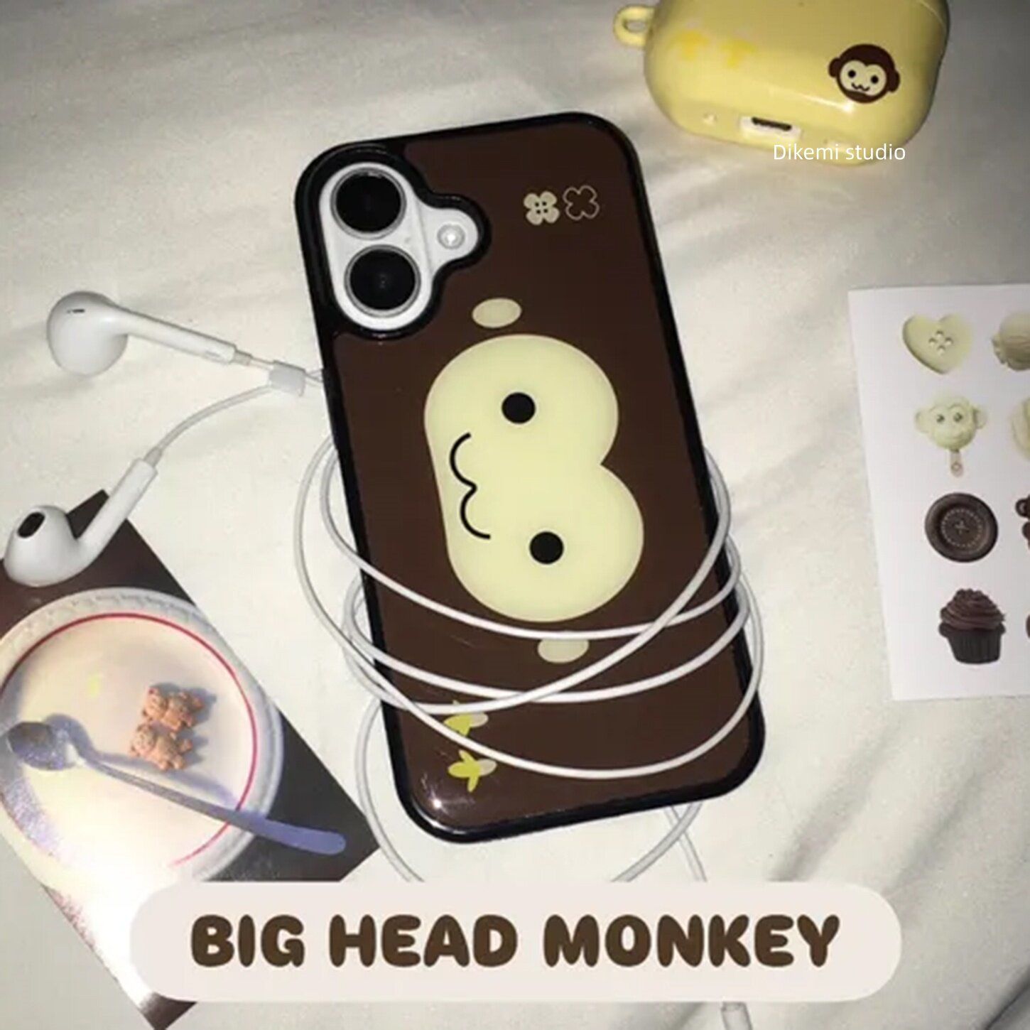 ビッグヘッドモンキー・ブラウン・コリア・INS・Y2Kデザイ - Phone Cases Xr Iphone のレビューと価格